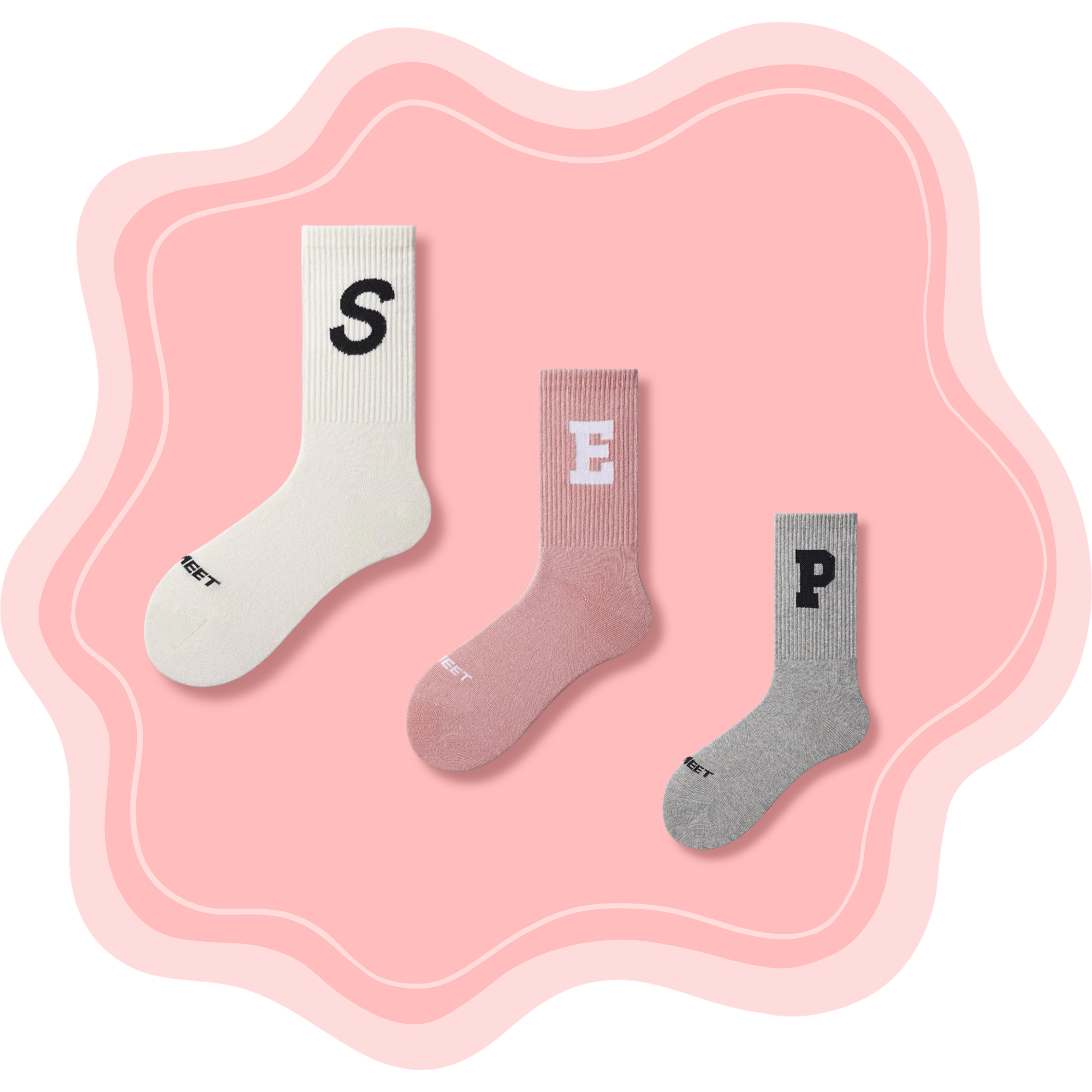 Mono Letters Socks Set ♡