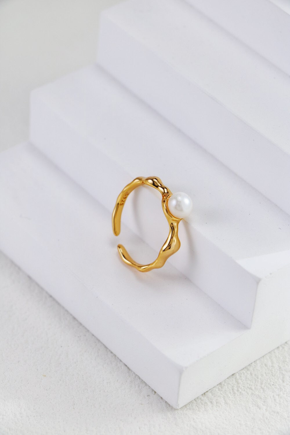 Minimalist Pearl Open Ring-0