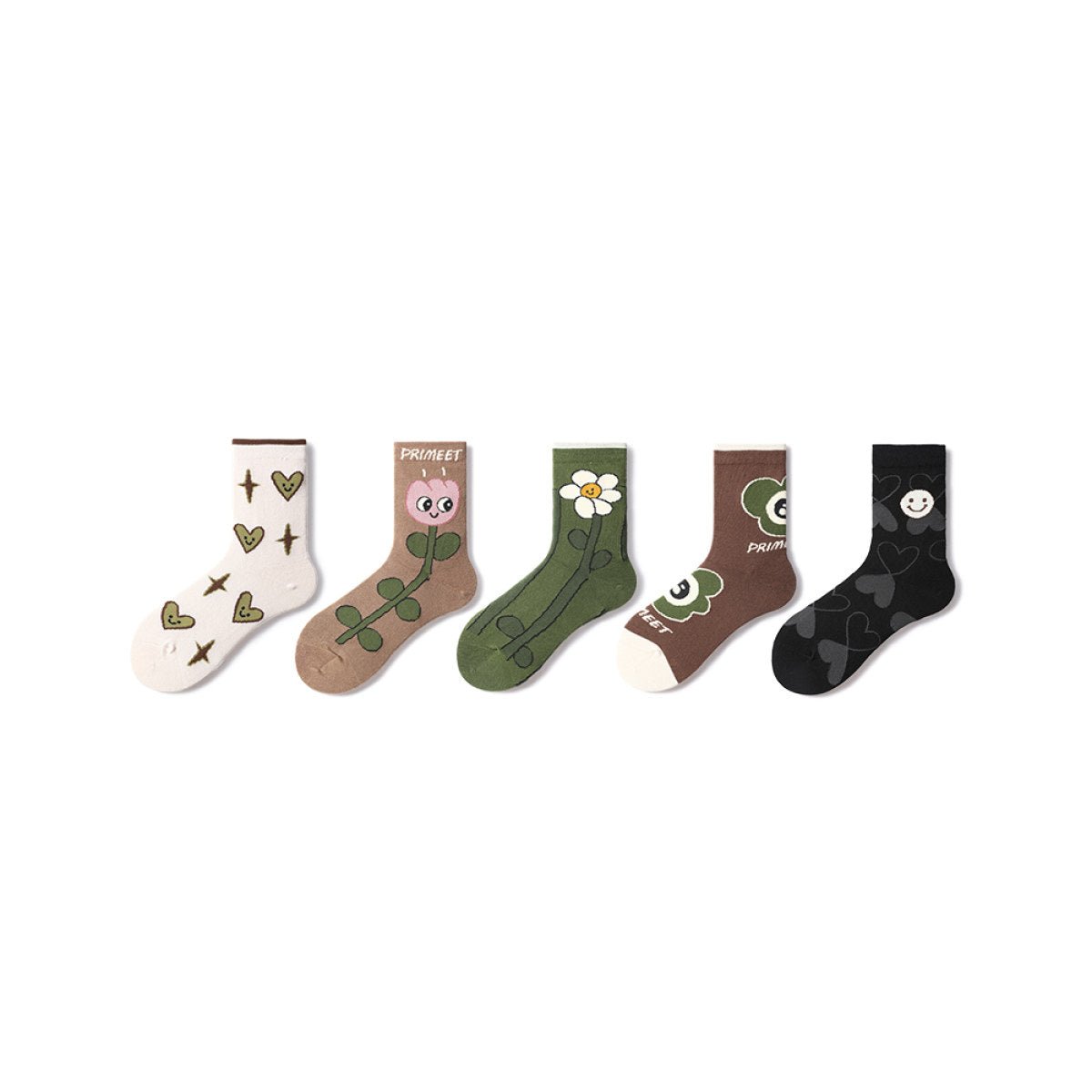 Autumnal All-season Women 5pcs Crew Socks Set-0